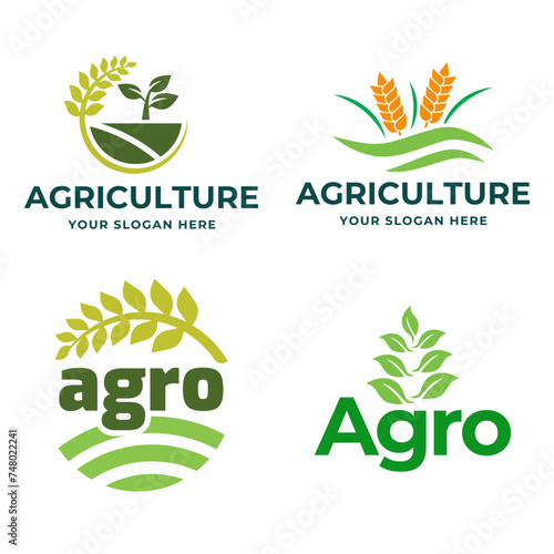 Agriculture logo, vector design set collection isolated on white background