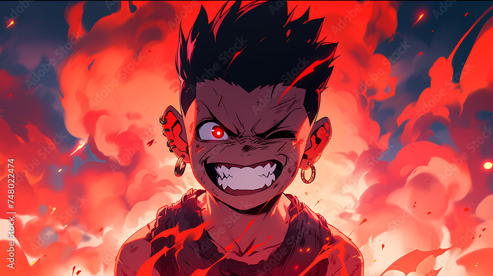 close up Angry cool boy action smiling