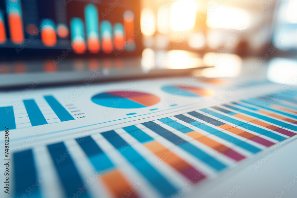 Orange and blue business analysis graphics and charts. Financial progress infographic. Orange and blue business analysis graphics and charts. Financial progress infographic.