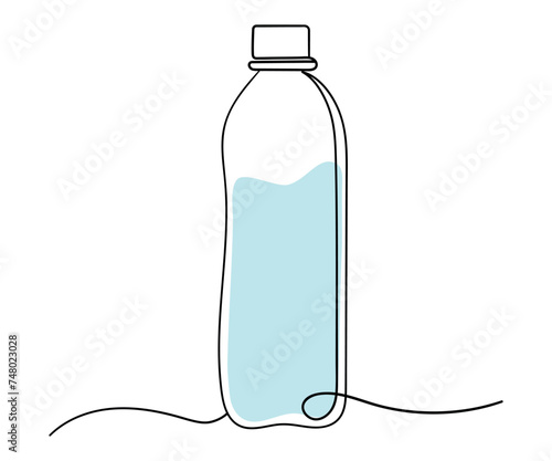 One continuous line drawing of a water bottle. Simple water bottle sketch for logo, icon, wall art and posters.