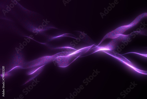 Digital wave with many dots and particles. Abstract wave background. Technology or science.