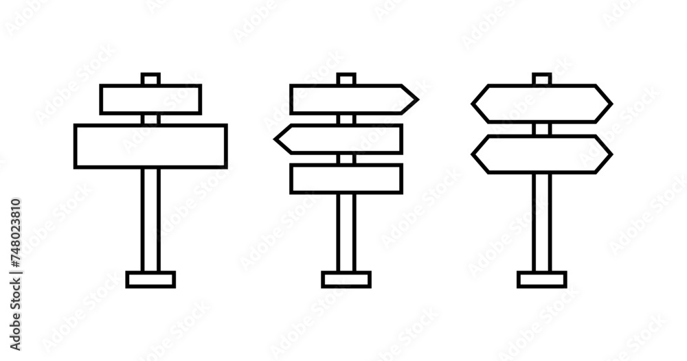 Road signs icons. Blank road signs. Linear style. Vector icons Road signs icons. Blank road signs. Linear style. Vector icons