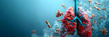 World No Tobacco Day Concept. Conceptual image of human lungs with drug addiction. 3d illustration