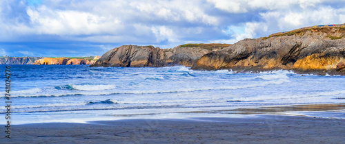 Seascape from Beach of Arnao, Rocky Coast, Arnao, Castrillón Council, Cantabrian Sea, Principado de Asturias, Spain, Europe photo