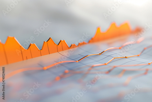 Illustration of orange business analysis graphics on white background. Progress infographic.