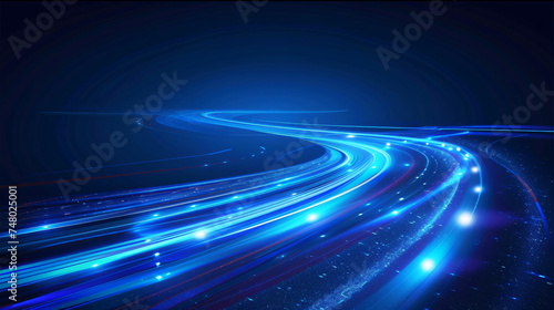 Blue light streak fiber optic speed line futuristic