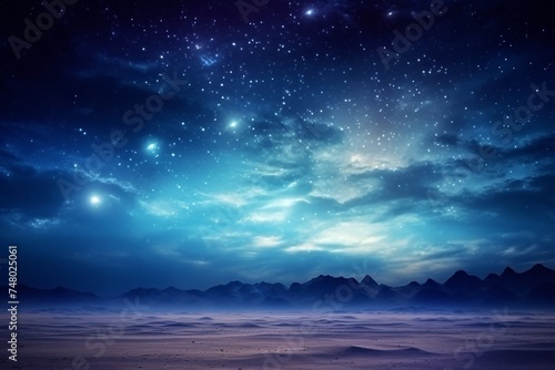 a starry sky over a desert