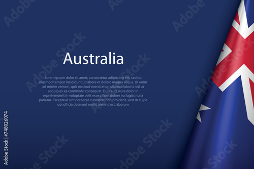 Australia national flag isolated on background with copyspace