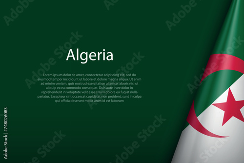 Algeria national flag isolated on background with copyspace