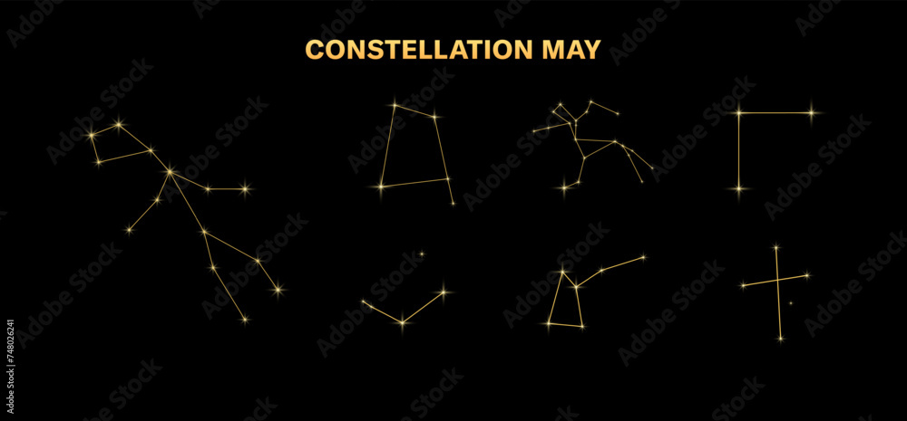 Constellation may icon set. A set of constellations in the starry sky. Flat style. Vector icons Constellation may icon set. A set of constellations in the starry sky. Flat style. Vector icons