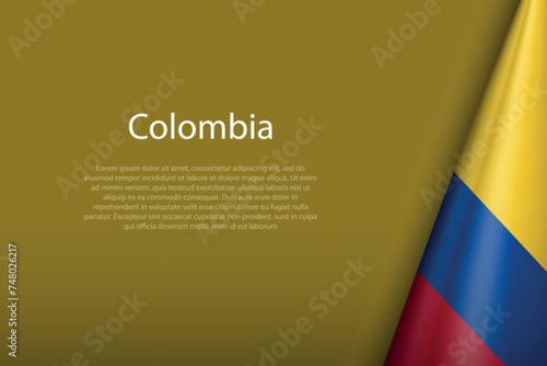 Colombia national flag isolated on background with copyspace