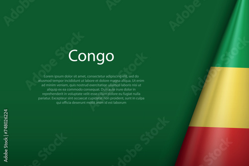 Congo national flag isolated on background with copyspace