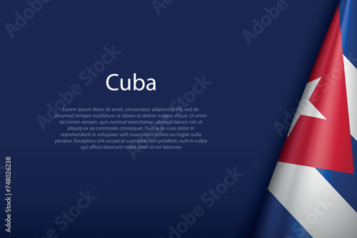 Cuba national flag isolated on background with copyspace