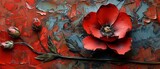 Painting in the abstract style, metal elements, texture background, flowers and plants,
