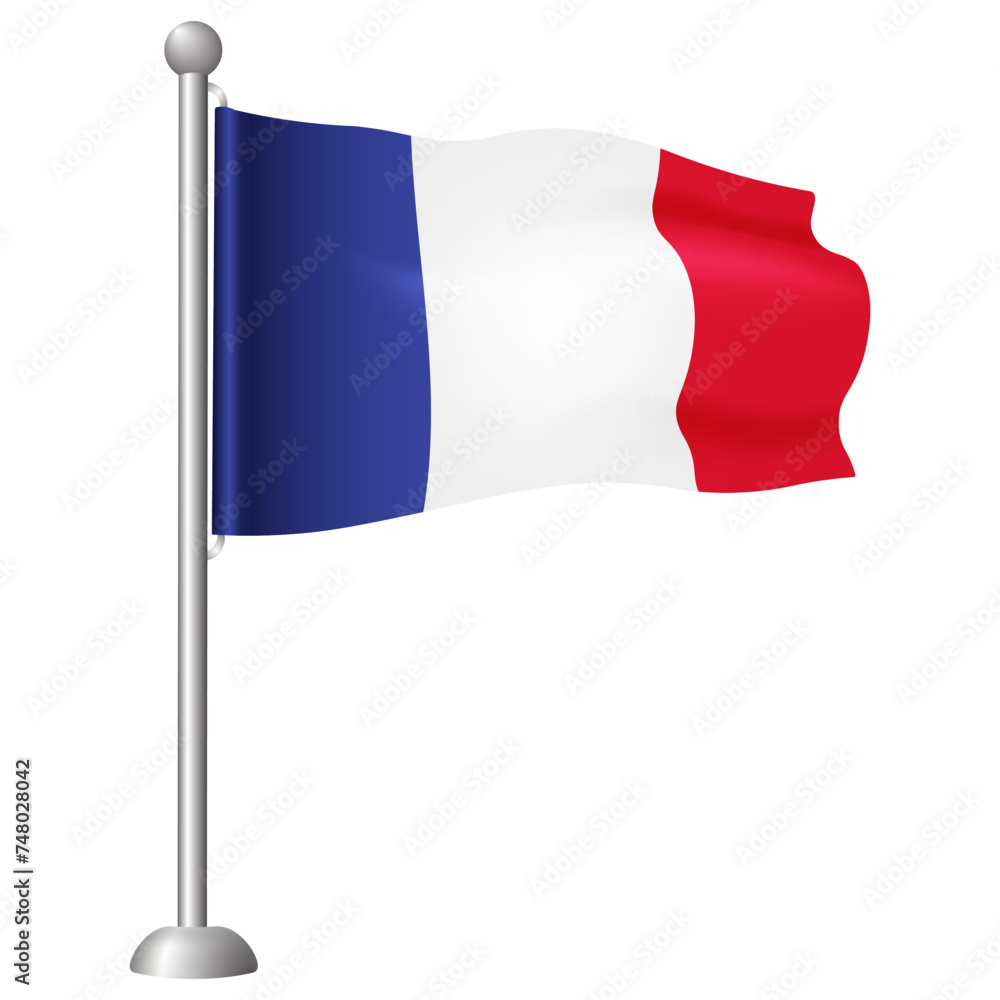 3d flag of France isolated on a transparent background. Vector illustration 3d flag of France isolated on a transparent background. Vector illustration