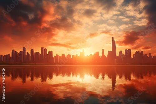 Sunrise over Skyscrapers: A breathtaking sunrise over a city skyline, casting warm hues over the towering skyscrapers.