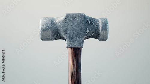 A new iron hammer in an upright position photo