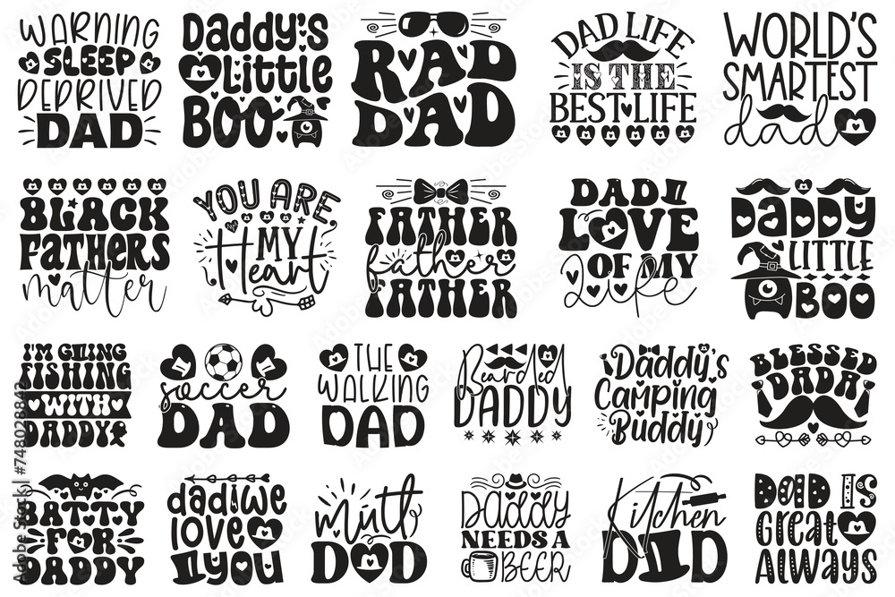 Dad Daddy Papa T-shirt And SVG Design Bundle. Happy Father's Day T-shirt And SVG Design Bundle. Vector EPS Editable File Bundle, can you download this bundle