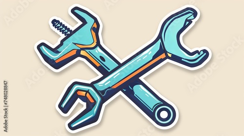 vector sticker with a cross between a screwdriver and a spanner; no background