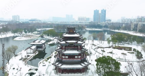 Wuhan Landmark Ziyang Park Snow Scenery photo