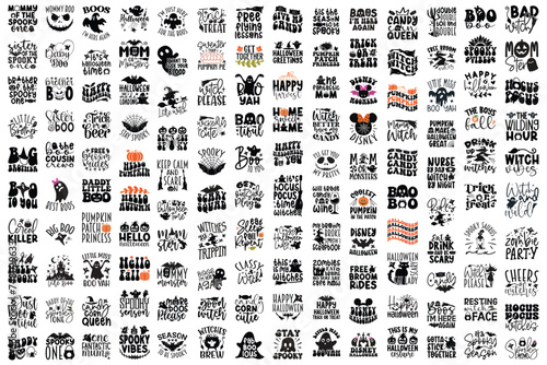 Halloween T-shirt And SVG Design, Halloween SVG Quotes T-shirt Design Bundle. Thanksgiving, Fall SVG Quotes T-shirt Design, Vector EPS files Bundle