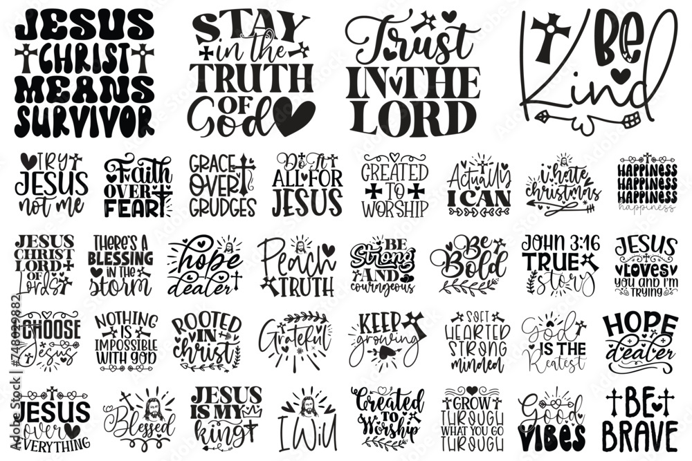 Jesus svg bundle, religious quotes bundle, christian bundle svg, scripture bundle, instant download, bible verse bundle, cut files for Cricut, religious svg, Jesus, god, Christian SVG bundle