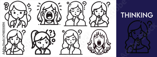 thinking something  flat vector icon set
