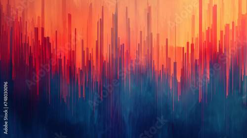 Surreal digital art of abstract cityscape - Striking digital abstract depiction of a cityscape with towering skyscrapers