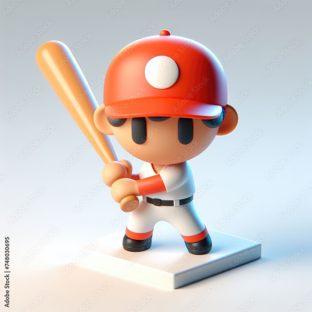 Baseball player in a dynamic pose and glasses. Colorful Cartoon Cute 3D character. Baseball player in a dynamic pose and glasses. Colorful Cartoon Cute 3D character.