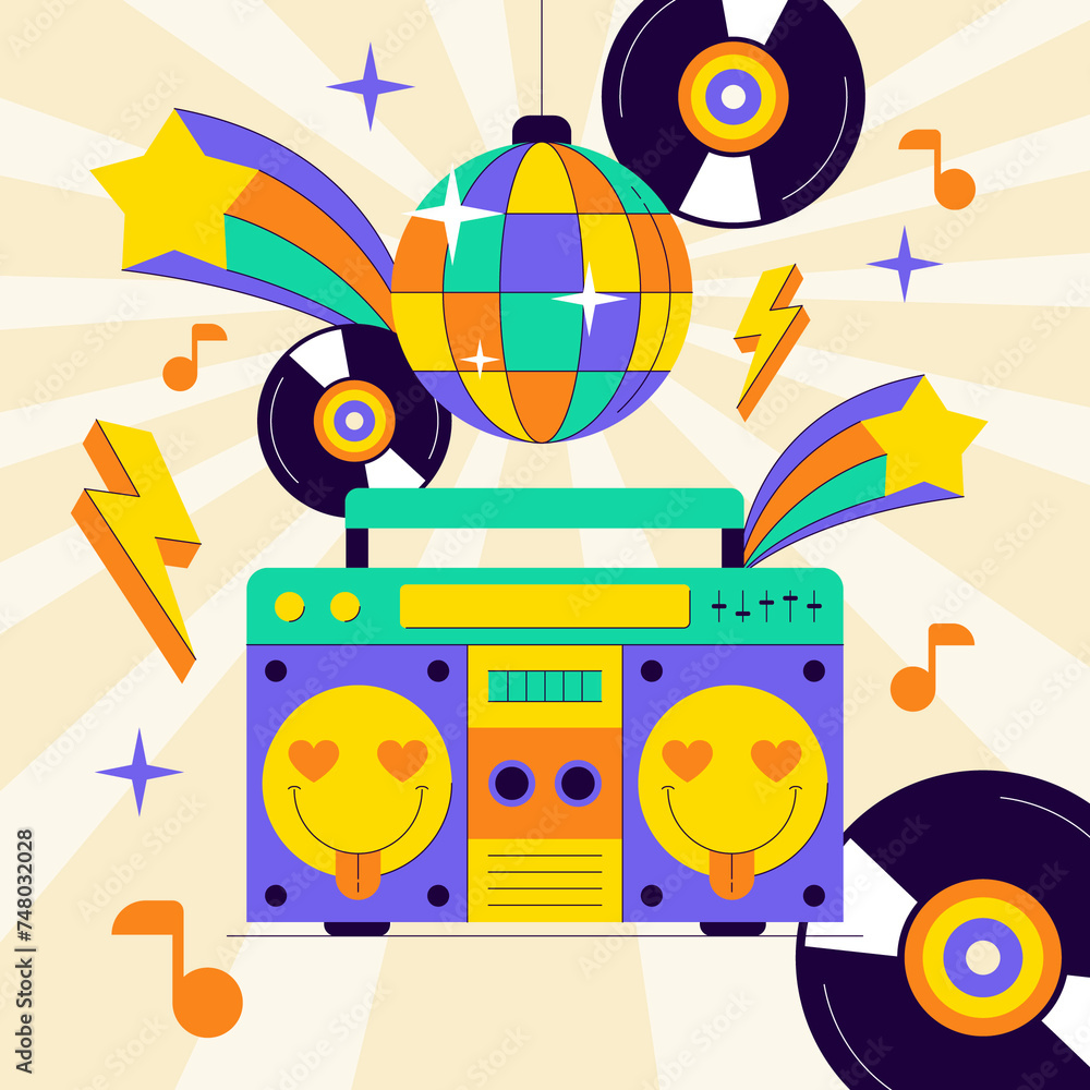 Obraz premium Groovy illustration in flat design