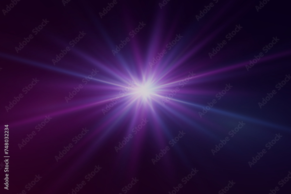 
An explosion of glowing light. Vector illustration of light effect with rays. Bright Star. Bright flash of glare