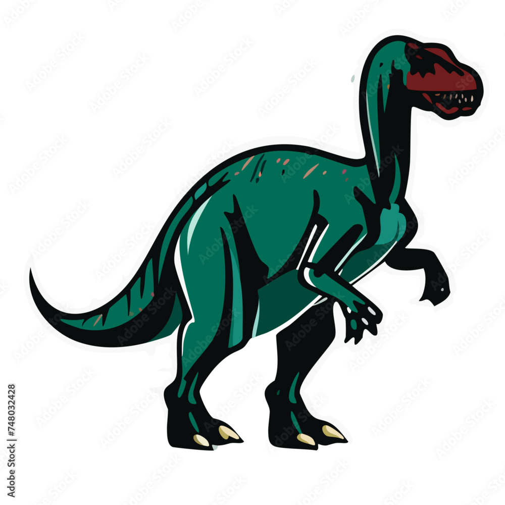Vector Illustration of Dinosaurs: Stegosaurus, Brontosaurus, Velociraptor, Triceratops, Tyrannosaurus Rex, Spinosaurus, Pterosaurs