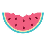 Cartoon slice of watermelon on a white background