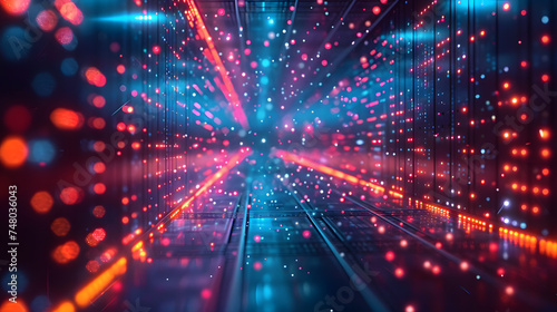 Wallpaper Mural Futuristic Abstract Background with Dynamic Light Tunnel. Speed and Motion Digital Circuit Tunnel of Lighting. Creates Power of Energetic Innovative Technology of Speed and Energy Movement. Torontodigital.ca