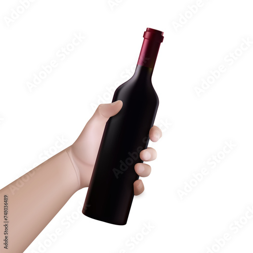 A Mans Hand Holding Bottle Of Vodka