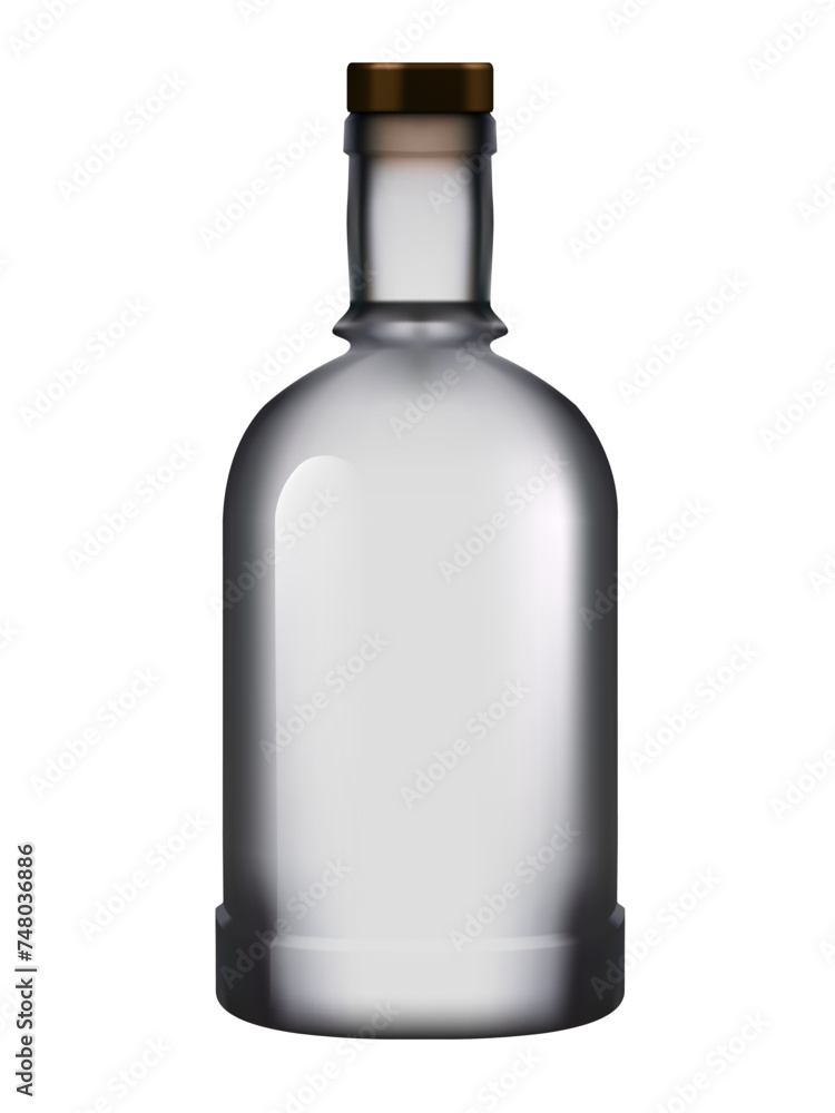 Glass Vodka Bottle Without Label Isolated On Gray