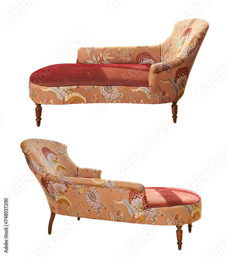 Two angle of Classic luxury relaxing couch with floral design