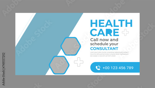 Modern professional medical healthcare social media cover design template with gradient colour, Social media cover page timeline, web banner ads design template.