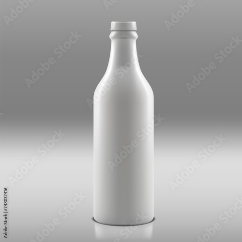 3D White Milk Bottle Isolated On Gray