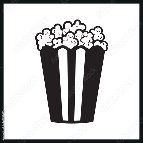 Popcorn Silhouette, Popcorn Bucket Vector Illustration, Snack Icon