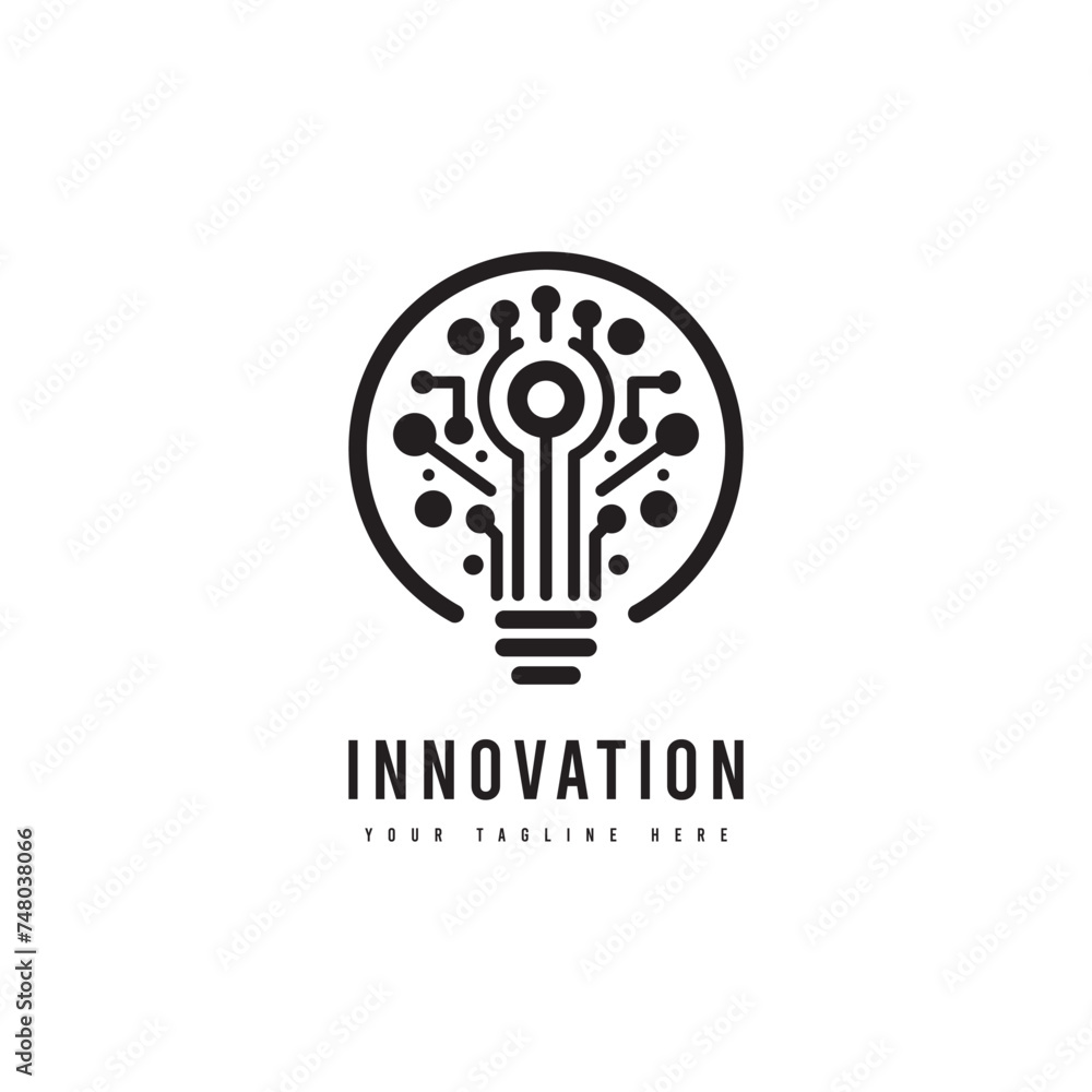 Technology innovation logo in minimalist style. Vector future innovation silhouette. Suitable for technology, education or intelligence logos. Technology innovation logo in minimalist style. Vector future innovation silhouette. Suitable for technology, education or intelligence logos.