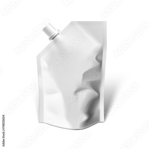 Realistic Blank Spout Pouch Doy Bag With Cap