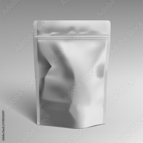 White Plastic Pouch Bag Isolated On White
