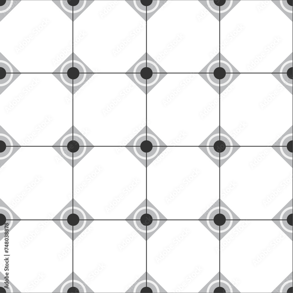 Fototapeta premium seamless square Octagon and circle dot pattern, seamless geometric tile pattern, applicable for carpet, background, wallpaper, kitchen room, floor, bath room wall. vector illustration