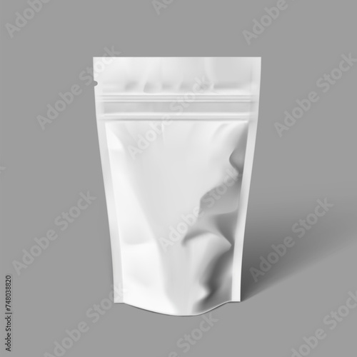 White Plastic Pouch Bag Isolated On White