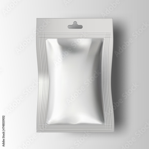 3D Blank White Snack Bag Package With Hang Hole