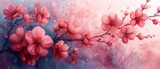 Watercolor background with floral composition Sakura