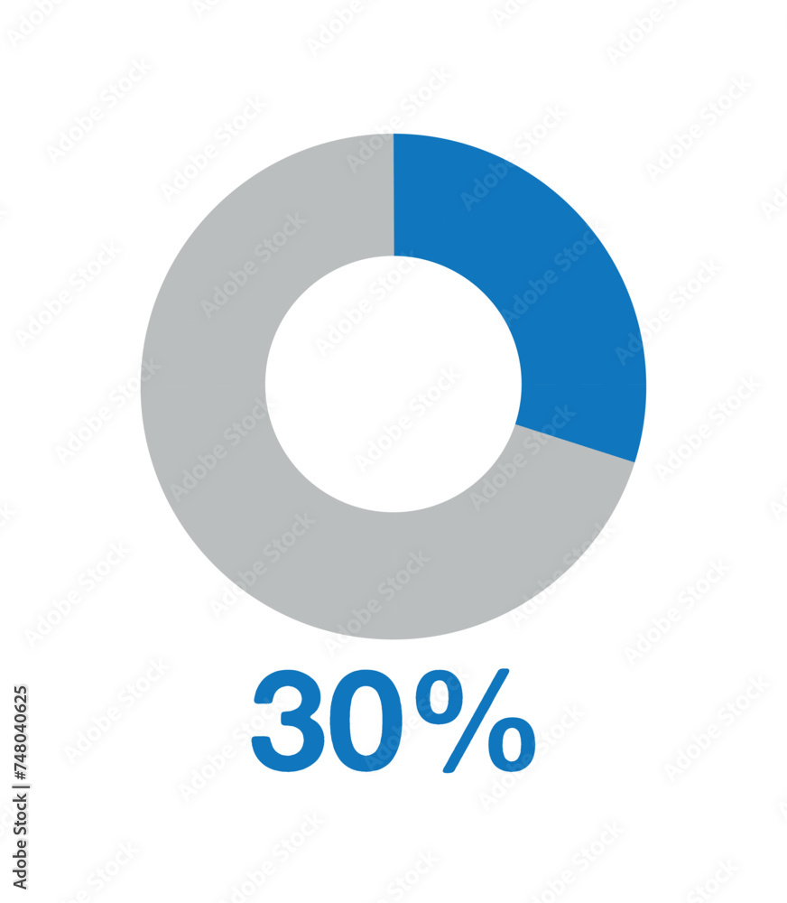 30% round graph blue. Graphic vector for statistics and finance, pie shape design isolated on white background 30% round graph blue. Graphic vector for statistics and finance, pie shape design isolated on white background