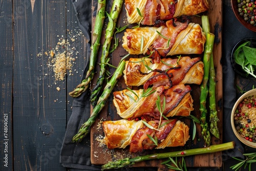 Asparagus and bacon puff pastry bundles