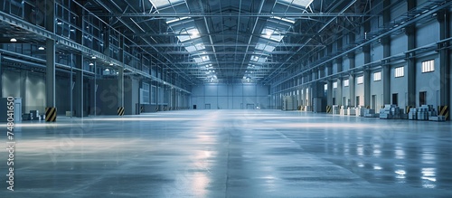 The atmosphere of an empty concrete warehouse is dramatically quiet